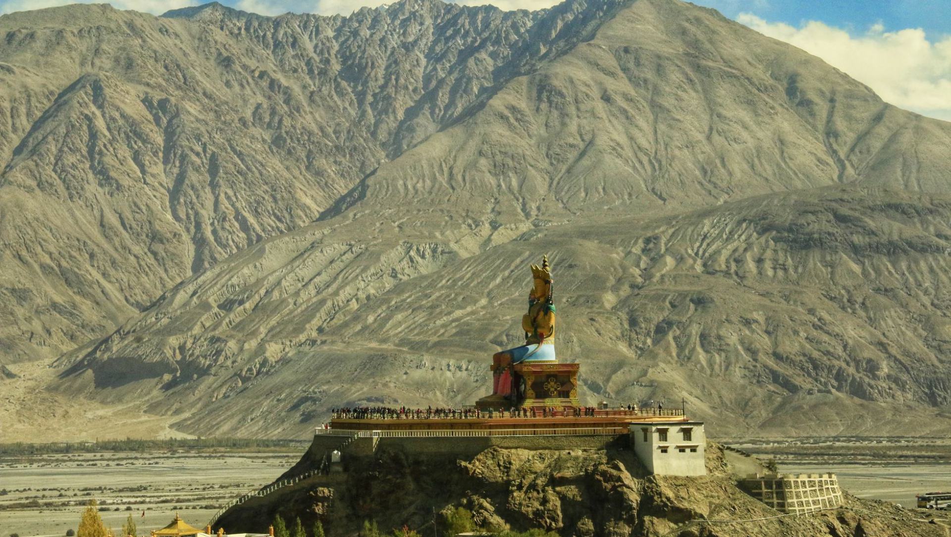 Diskit Monastery and Maitreya Buddha overlooking Nubra Valley